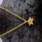 18k gold plated 5 point Elven Star with black crystal beads. 20" chain