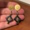 Natural hematite stone and glass beads, wire wrapped decorative head pin, and statement stainless steel ear studs loop butterfly backers.