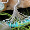 details of aluminum roots twisted into yarn wrapped hoop