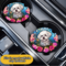 Personalized car decor for dog owners. .
Colorful ceramic coaster featuring custom dog art