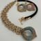 Boho Style Jewelry Set Handmade Patina Unique Artisan Design Statement Necklace Earring Set Birthday Gift Handcrafted Polymer Clay Pendant