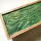 Green and gold design atop this 5-compartments handmade wooden tea box for sorting and displaying  your tea bags for guests. Rich mango wood box with hinged top and a hand-rubbed finish. Perfect for the tea lover.