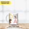 Mug in gift box with Father’s Day tag
Ceramic dad mug in kitchen setting
