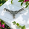 floral necklace link / compinent focal in silver