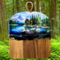 One-of-a-kind charcuterie board with a stunning view of a mountain lake, forested pines and a hidden Sasquatch who blends into the forest.