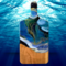 17x8" cherry wood charcuterie board features original artwork with 24K gold. Ocean inspired with vivid marine blues, flowing whitecaps.