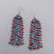 Beaded Fringe Statement Earrings Handmade Unique Design Red White Blue Colors Summer Festival Patriotic Fashion Jewelry Cascading Pattern