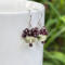 Lemon quartz and garnet cluster earrings in sterling silver by MariesGems.