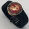 Very thin, flexible and comfortable black US Marine Corps bracelet featuring a 24K gold plated USMC Eagle Globe & Anchor and a Cobra buckle.