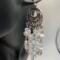Elegant Iridescent and White Glass Bead Dangle Earrings Bridesmaid Gift Idea Jewelry Accessories Elegant Birthday Present