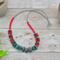 19-20" necklace with rough turquoise rondelle beads and red Czech glass squares, handmade with bold and earthy boho flair.