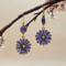 Purple enamel flower earrings with faceted amethyst beads and gold-filled handcrafted ear wires.