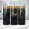 Close-up of BRIDE EST 2025 tumbler with elegant gold text
