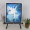 abstract white and blue acrylic pour painting, one of a kind framed 11" x 14" canvas by RainbowMaille