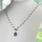 Taupe pearl and amethyst necklace with front toggle clasp in sterling silver by MariesGems.