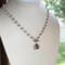 Taupe pearl and amethyst necklace with front toggle clasp in sterling silver by MariesGems.