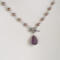 Taupe pearl and amethyst necklace with front toggle clasp in sterling silver by MariesGems.