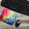 Close-up of sublimated dandelion design on mouse pad
Inspirational mouse mat “Just Breathe” colorful desk accessory with name,