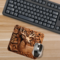 Custom rustic mouse pad gift for hunter. Lifelike deer head mouse pad with brown leather look. Custom wildlife desk mat with non-slip base.
