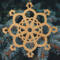 Alt Text: Handmade Wooden Victorian Style Fretwork Snowflake Shaped Christmas Tree Ornament