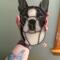 Terrier Stained Glass Suncatcher being held for size reference.