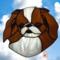 Japanese Chin Stained Glass Suncatcher- Tan and White