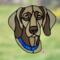 Weimaraner Stained Glass Suncatcher- shown with blue collar.