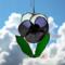 Pansy Stained Glass Suncatcher-white and purple.