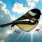 Chickadee stained glass suncatcher made of brown and cream glass