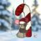 Christmas Mouse stained glass suncatcher. Made with gray, pink, white and red glass. Crystal eyes, nose and hat pom-pom.