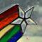 Rainbow Bridge Suncatcher- close up of beveled star