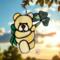 Saint Patrick's Day Bear suncatcher in direct sunlight- Cream