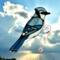 Blue Jay by Robin C. Hary- made with shades of blue, black, and white glass.