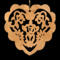 A handmade wooden Victorian-style fretwork floral heart Christmas tree ornament, featuring intricate cutout floral patterns in a heart shape, with a warm natural wood finish.