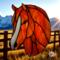 Quarter Horse Stained Glass Suncatcher by Robin C. Hary in Light Chestnut with blaze.