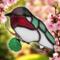 Hummingbird Stained glass suncatcher- sitting 3.5"- in green