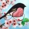 Pink Robin Stained Glass Suncatcher by Robin C. Hary- made of pink, white, black and dark gray glass. Accented with lampworked leaves and copper wire.