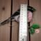 Pink Robin stained glass suncatcher by Robin C. Hary- shown with a ruler for size reference.