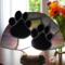 Paw Print Stained Glass Fan Lamp by Robin C. Hary- shown in Multi. A beautiful combination of pink, purple, blue and yellow.