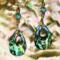 Abalone dangle earrings with abalone shell on both sides. The interior of the shell is the background for this picture.