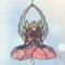 Angel stained glass wind chime- pink dress with blonde hair and white wings.