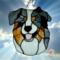 Australian Shepherd stained glass suncatcher in Blue Merle.