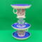  Vibrant cobalt blue tower jewelry dish is stunning and draws your attention immediately. It's almost 8 inches high by 4 plus inches wide.