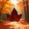 Red Maple Leaf stained glass ornament made with rich red glass.