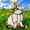 Luna the stained glass rabbit in White.
