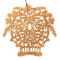 A handcrafted Victorian-style wooden Christmas tree ornament shaped like a basket filled with intricate floral designs, featuring detailed leaves and blossoms, with a small hook at the top for hanging.