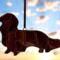 Dachshund Longhaired stained glass ornament- Red
