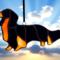 Dachshund Longhaired stained glass ornament- Black & Tan