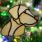 Labrador Retriever stained glass ornament- shown hanging on a Christmas tree