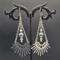Earrings with crescent lunar phase stainless steel dangles and silver swarovski pearls on stainless steel chain and argentium silver wires
